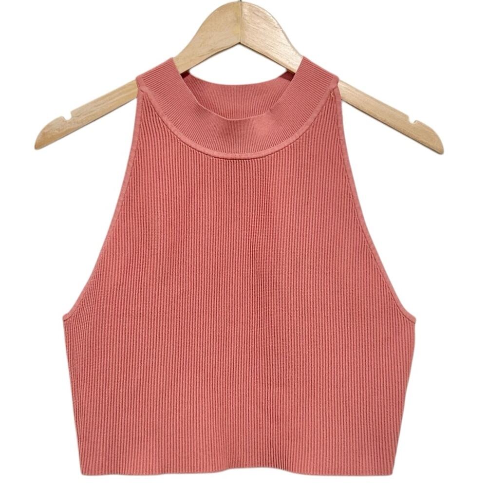 Babaton aritzia ribbed stretch cropped high neck top womens size 2XL